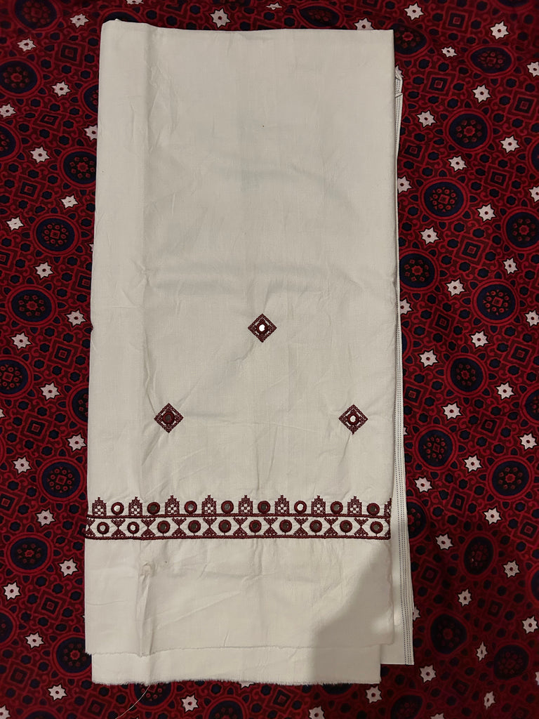 3 piece cotton ajrak base suit with 9mm kalyan work