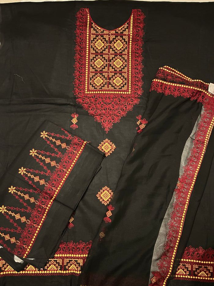 3 piece suit with sindh gala daman style