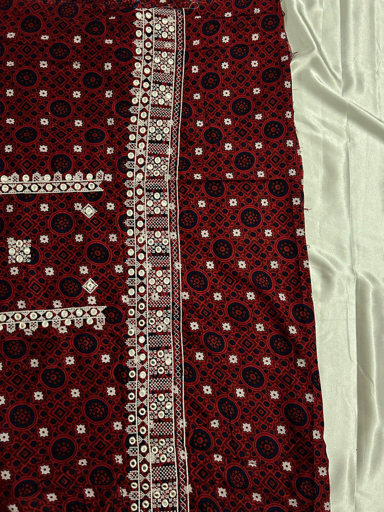 3 piece cotton ajrak base suit with 9mm kalyan work