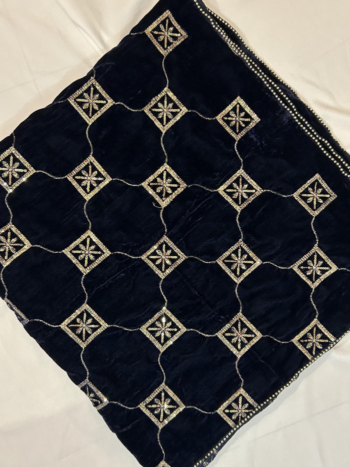 Navy blue velvet shawl