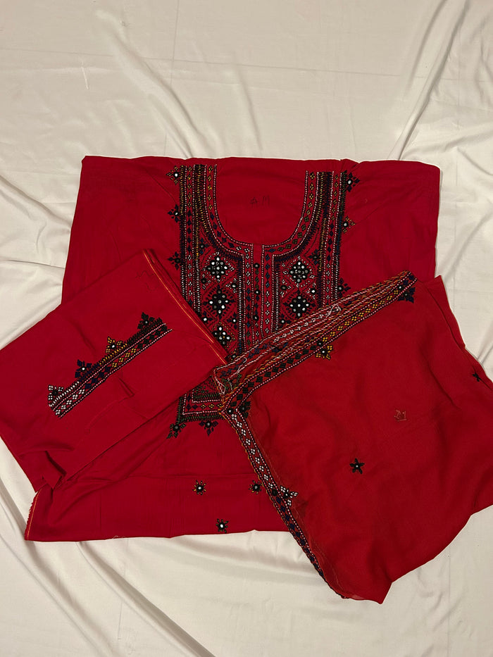 9 sheesha balochi handmade 3 piece suit